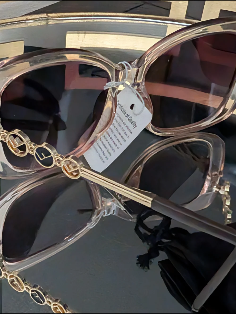 Fendi (Fashion) Clear Frame Sunglasses with Brown Gradient Lenses